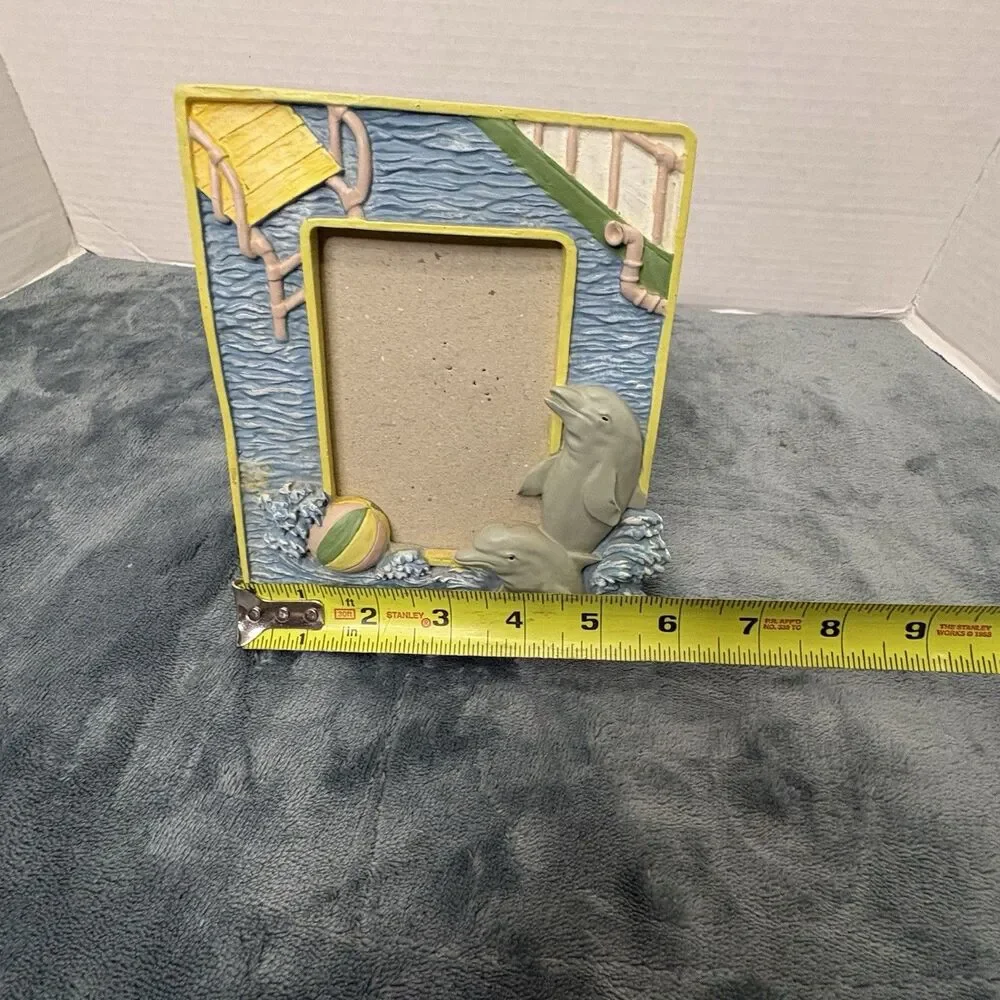Dolphin Themed Poly Resin 3D Picture Frame 3x5